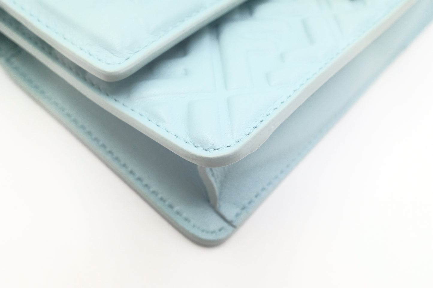 Fendi Baguette Wallet on Chain in Blue Nappa Leather