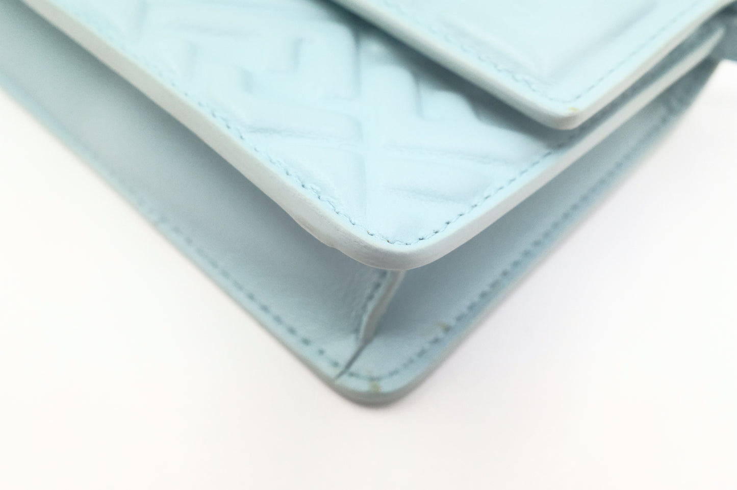 Fendi Baguette Wallet on Chain in Blue Nappa Leather