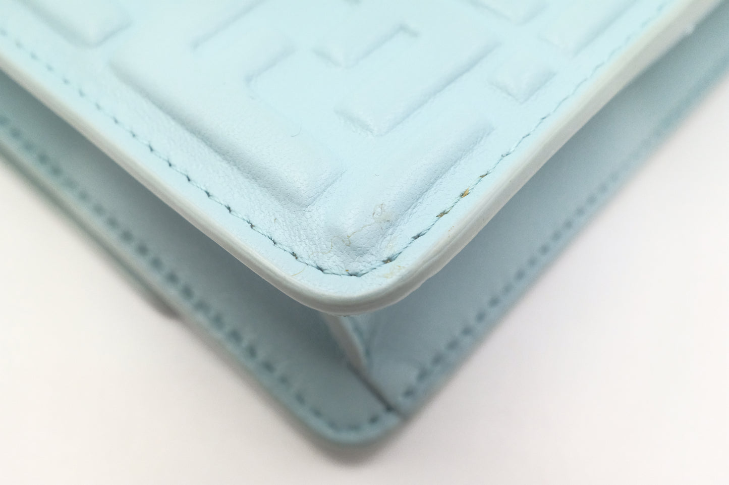 Fendi Baguette Wallet on Chain in Blue Nappa Leather