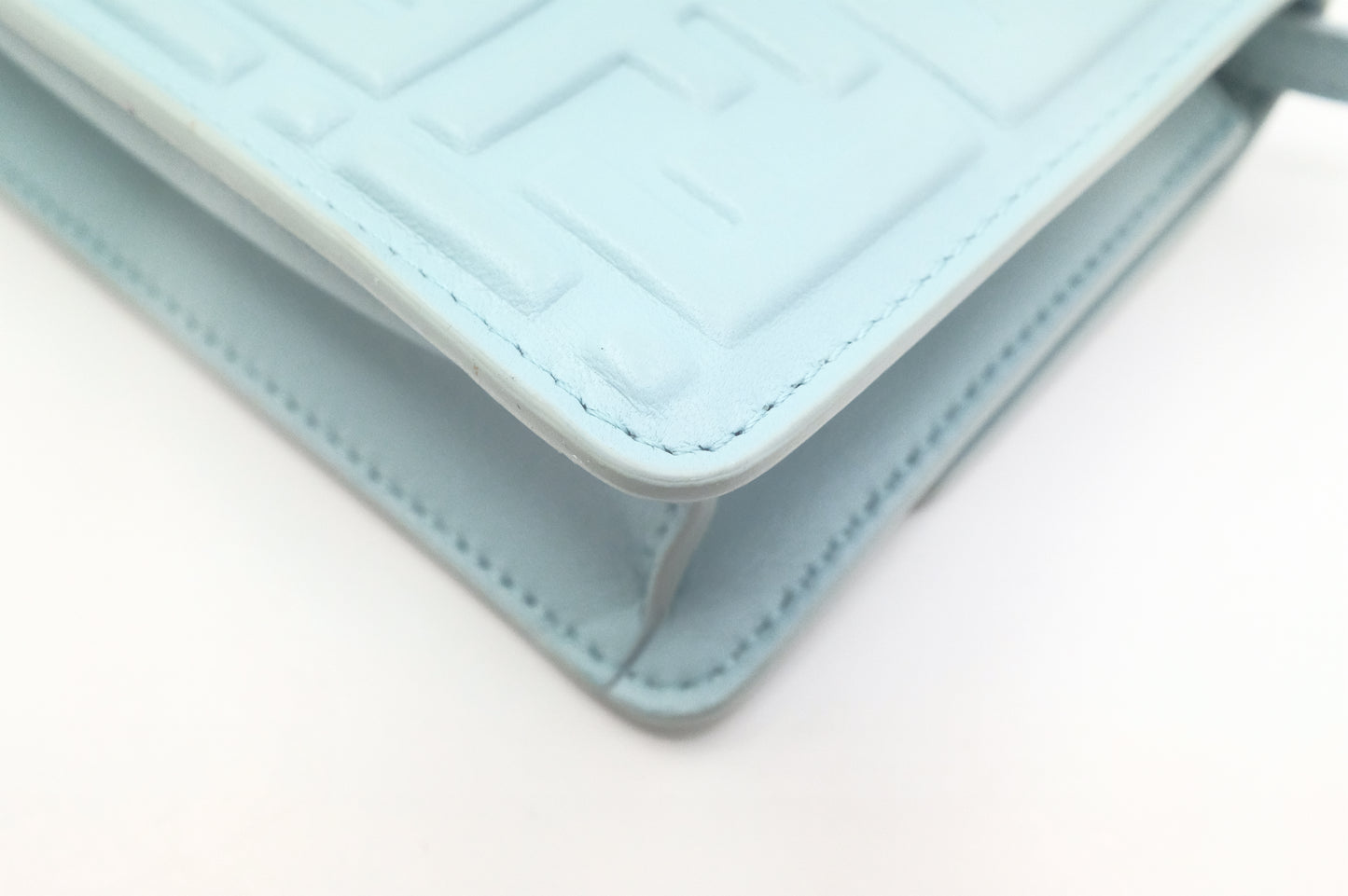 Fendi Baguette Wallet on Chain in Blue Nappa Leather