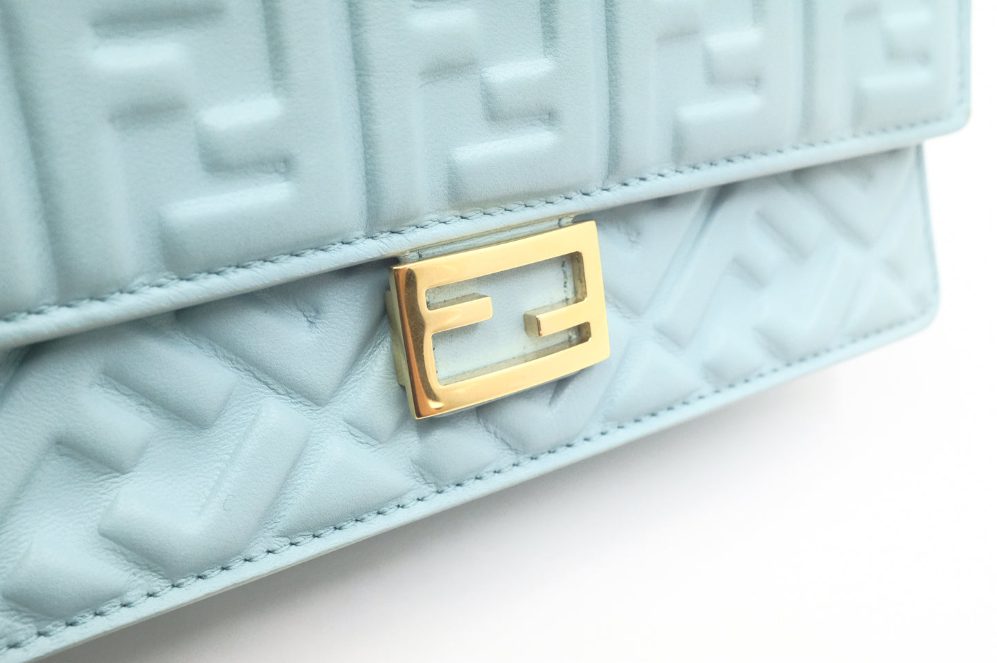Fendi Baguette Wallet on Chain in Blue Nappa Leather