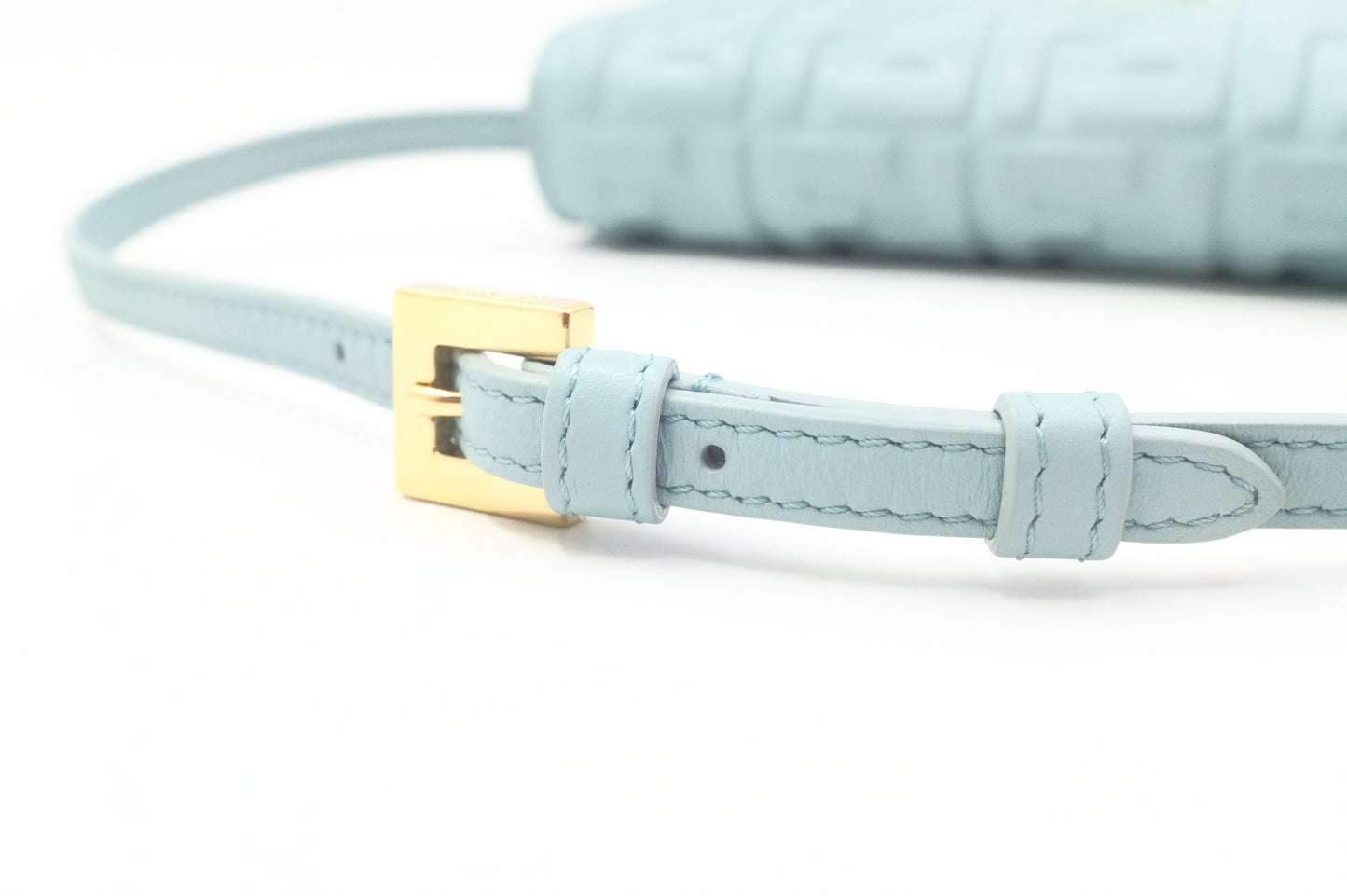 Fendi Baguette Wallet on Chain in Blue Nappa Leather