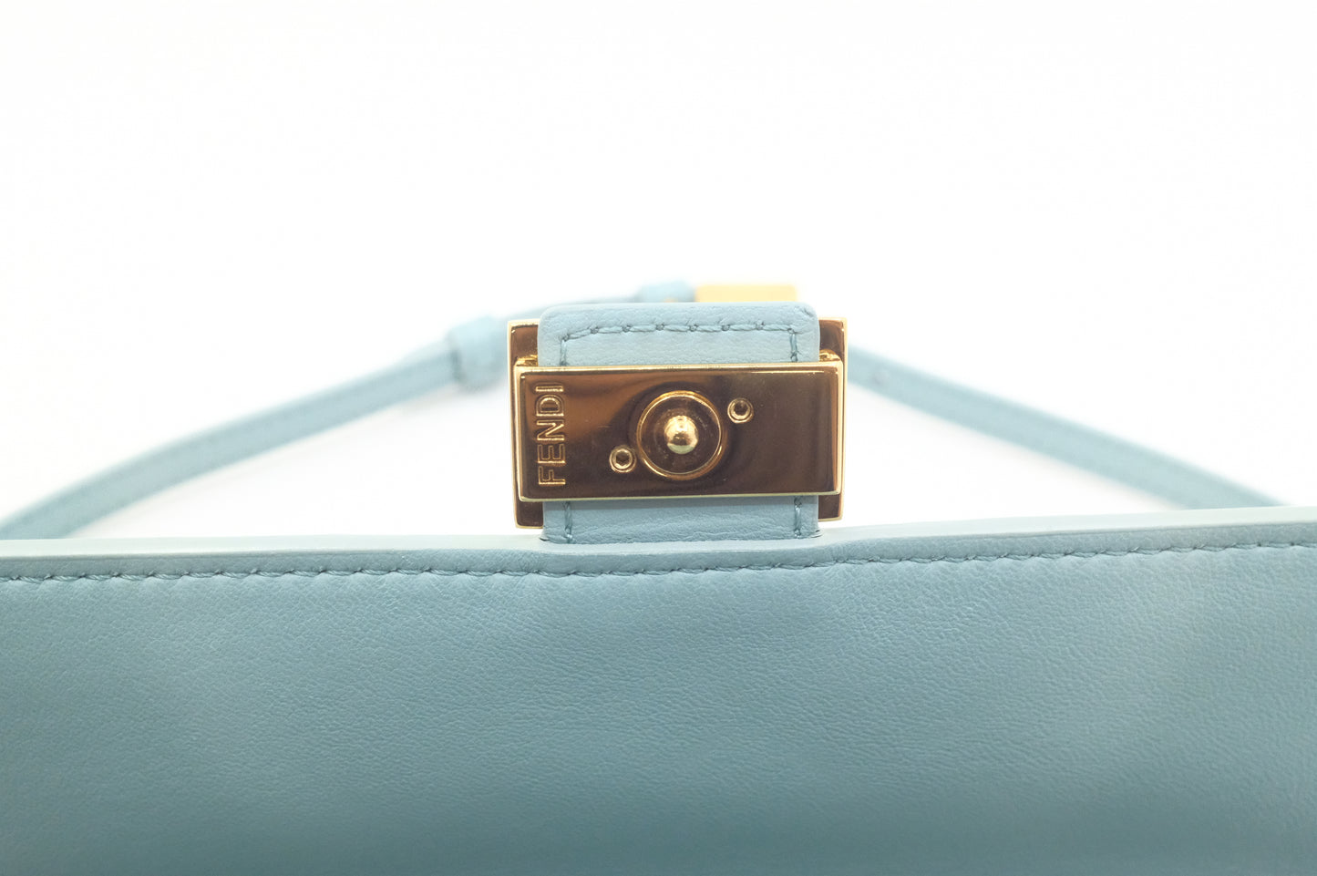 Fendi Baguette Wallet on Chain in Blue Nappa Leather