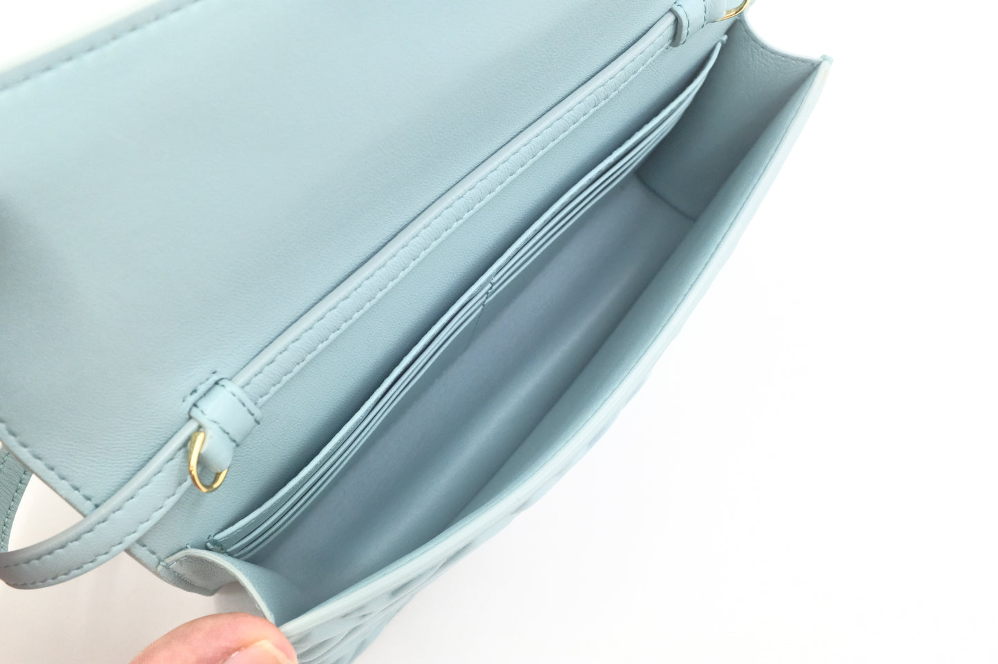 Fendi Baguette Wallet on Chain in Blue Nappa Leather