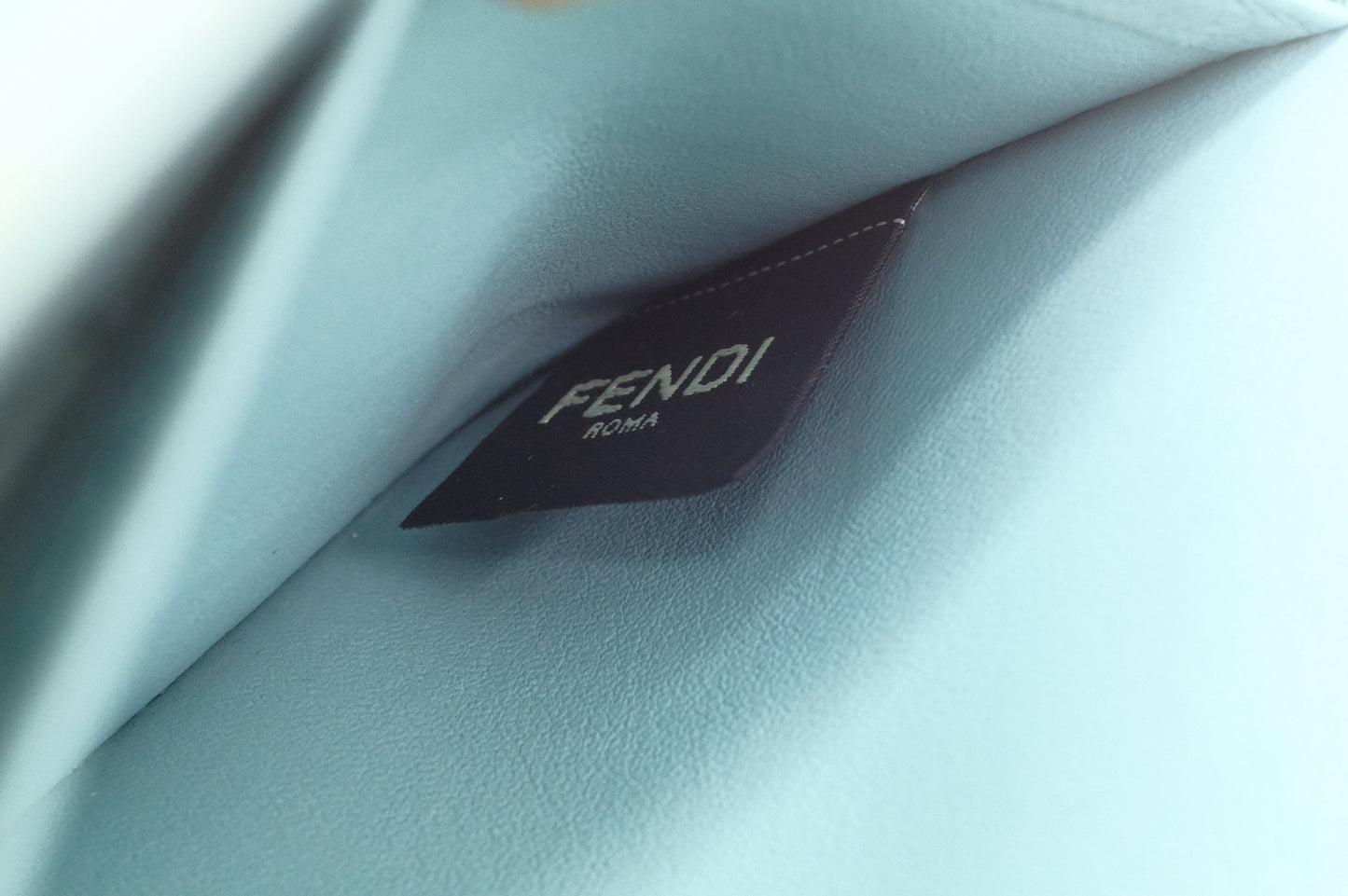 Fendi Baguette Wallet on Chain in Blue Nappa Leather