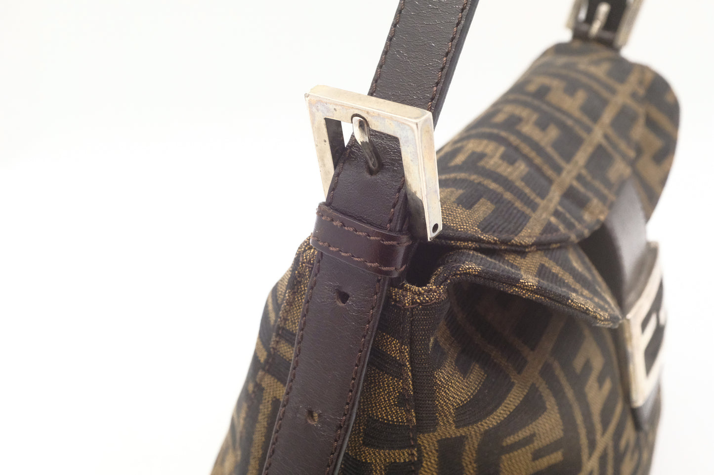 Fendi Double Flap Baguette in Zucca Canvas