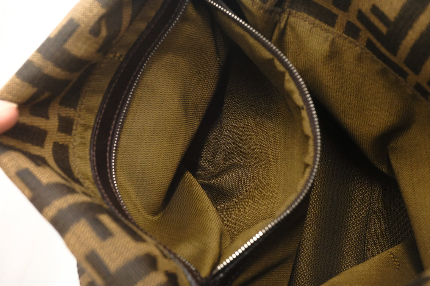 Fendi Double Flap Baguette in Zucca Canvas