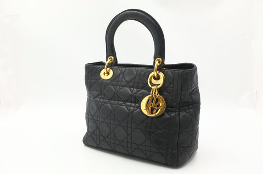 Dior Medium Lady Dior in Black Cannage Leather
