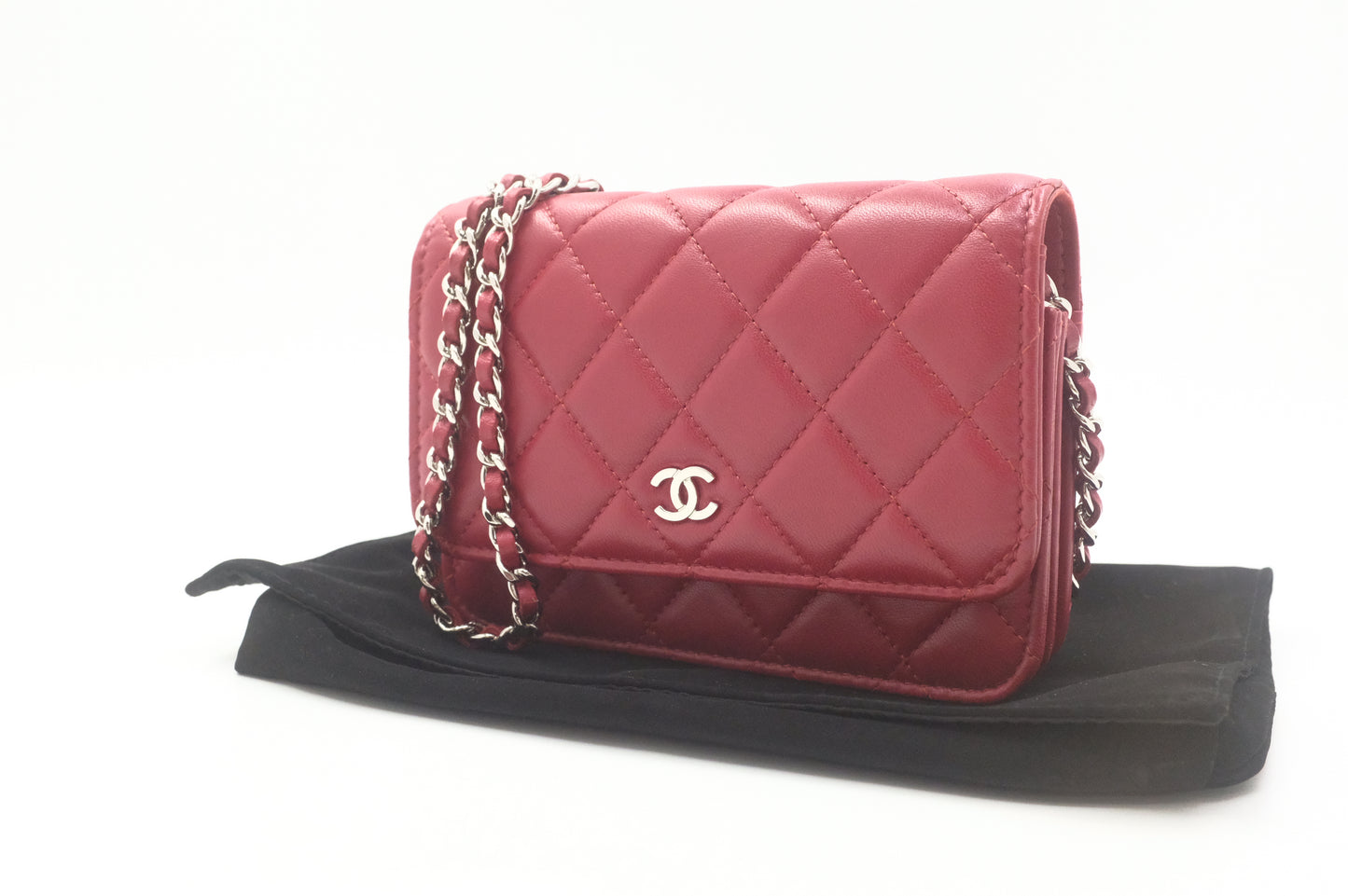 Chanel Wallet on Chain in Red Matelasse Leather