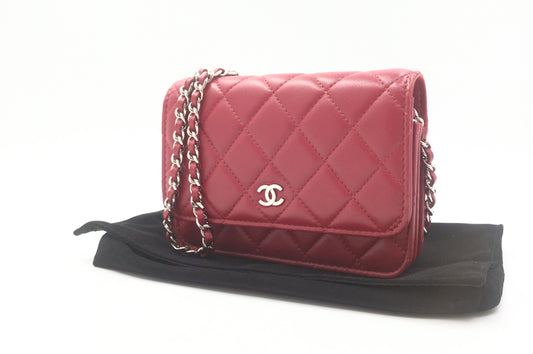 Chanel Wallet on Chain in Red Matelasse Leather