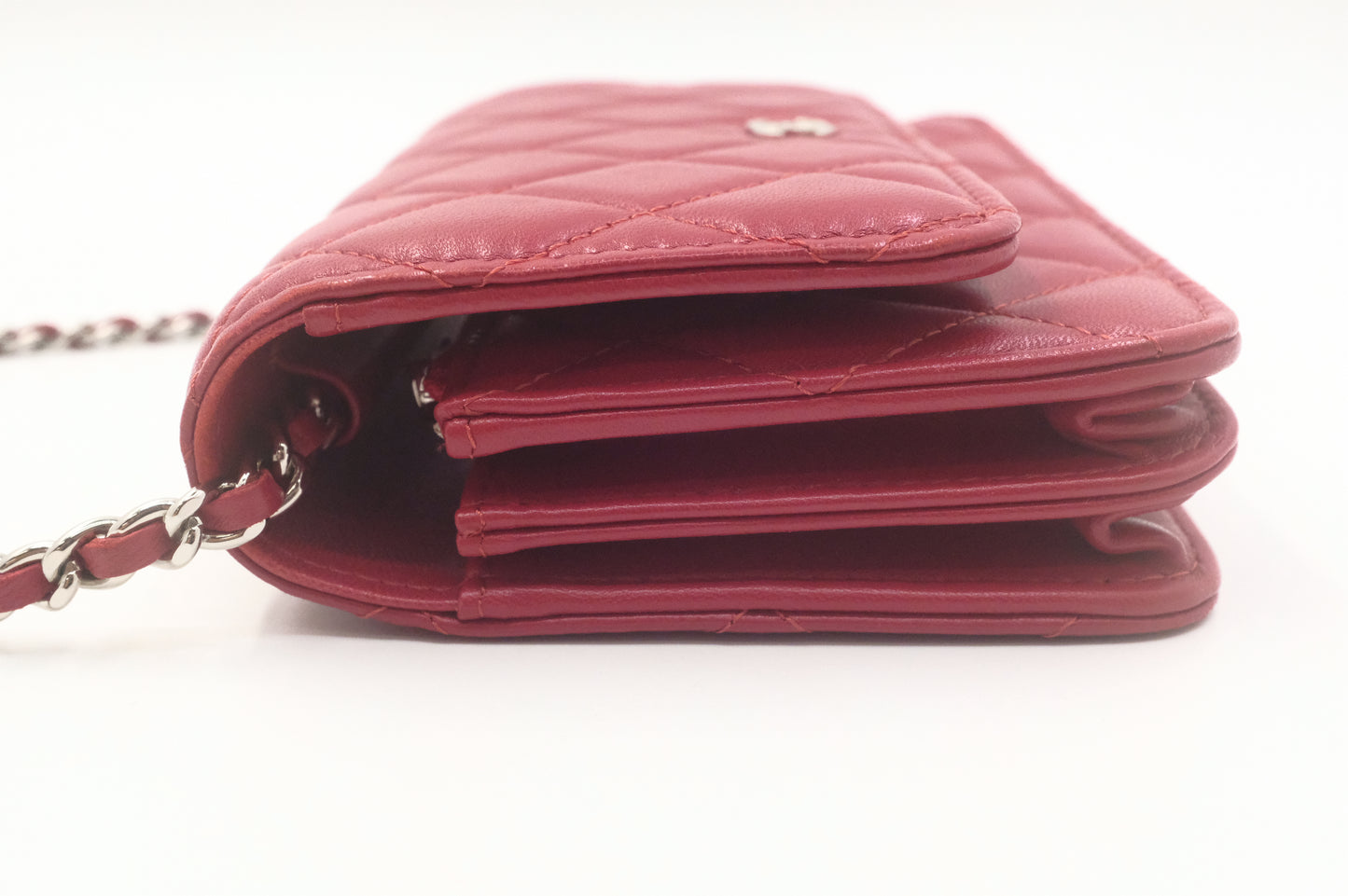 Chanel Wallet on Chain in Red Matelasse Leather