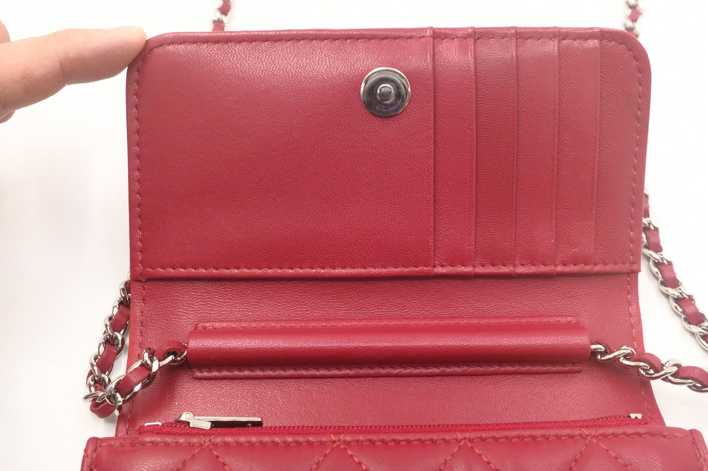 Chanel Wallet on Chain in Red Matelasse Leather