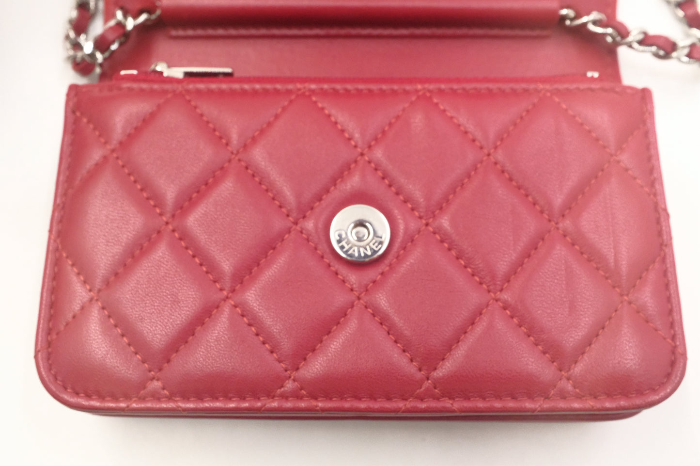 Chanel Wallet on Chain in Red Matelasse Leather