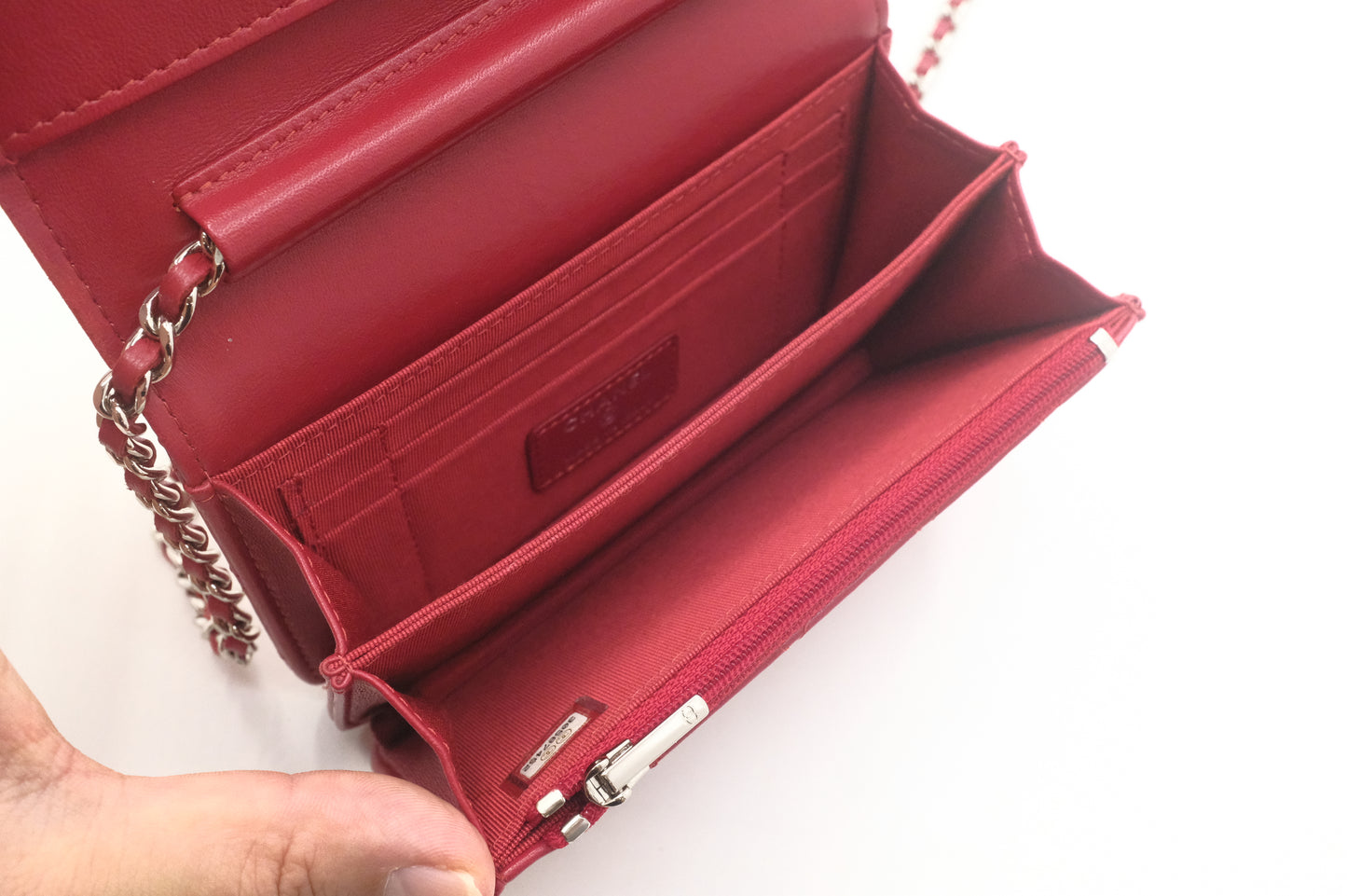 Chanel Wallet on Chain in Red Matelasse Leather
