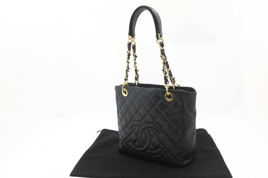 Chanel PST Shoulder Bag in Black Caviar Leather