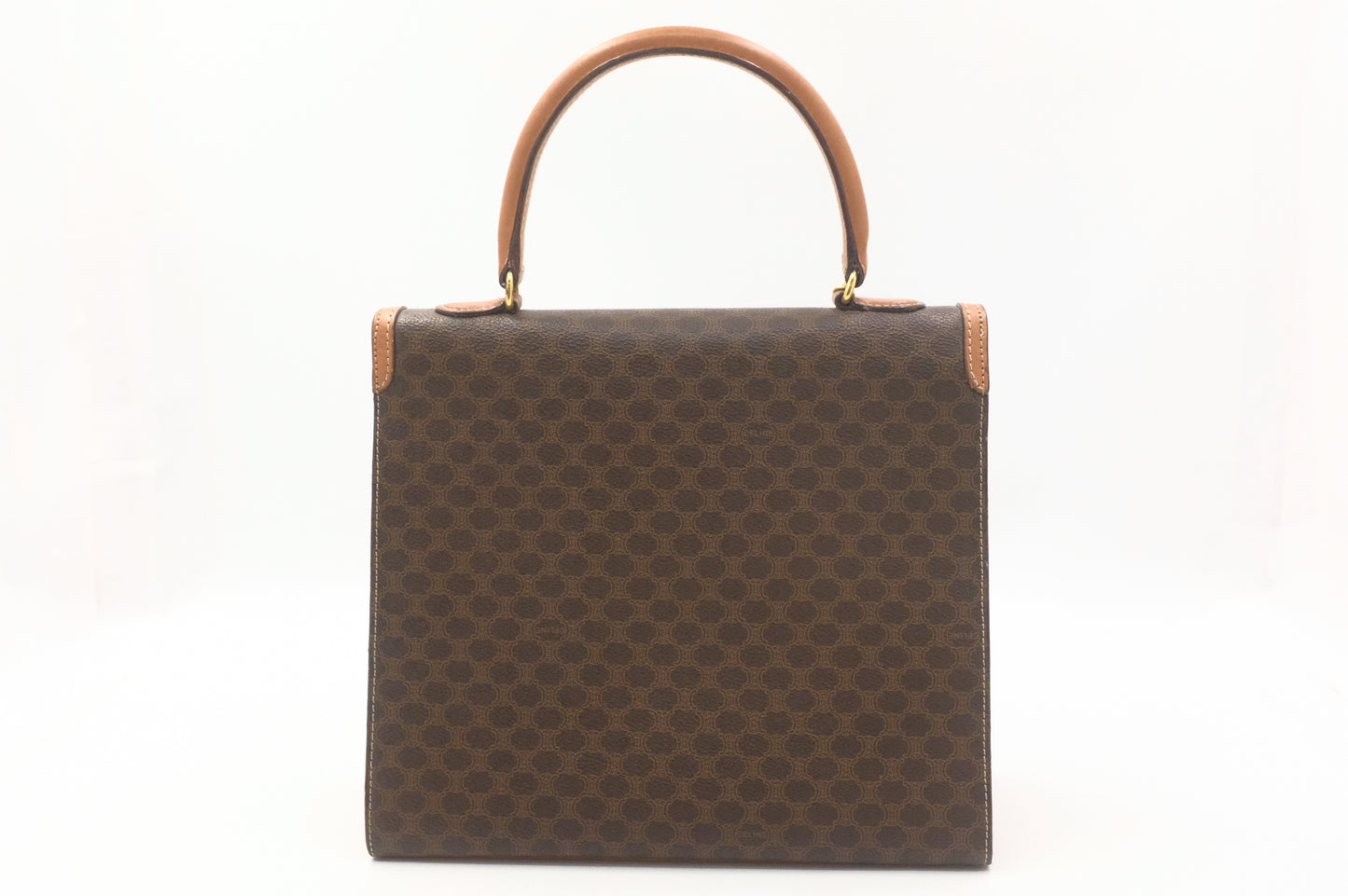 Celine Top Handle Bag in Brown Macadam Canvas