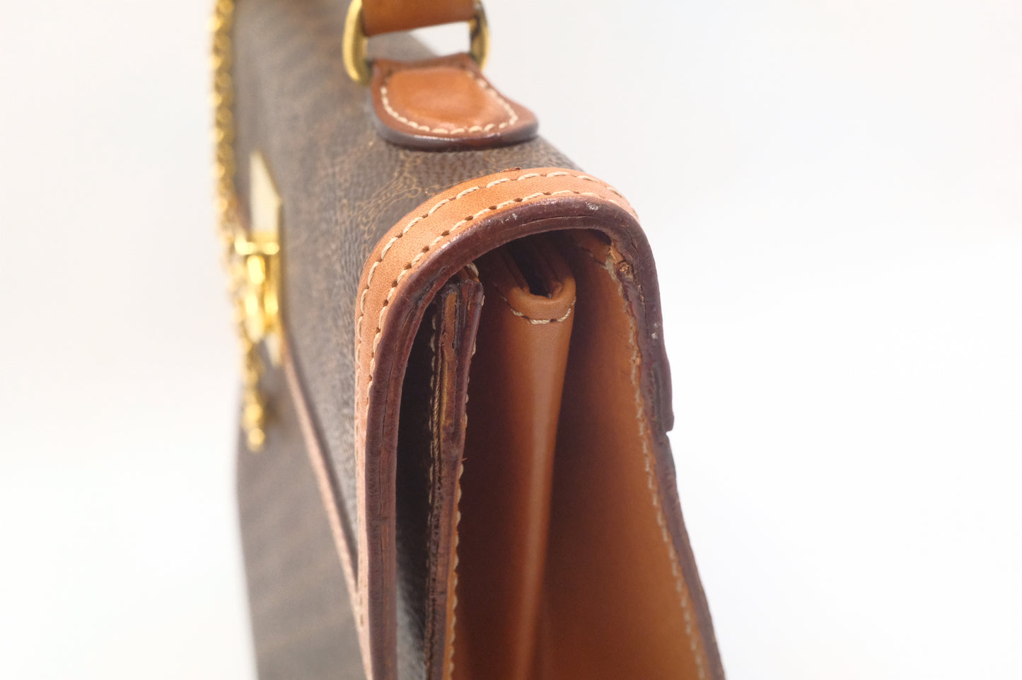 Celine Top Handle Bag in Brown Macadam Canvas