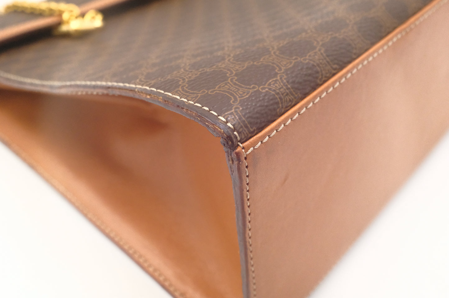 Celine Top Handle Bag in Brown Macadam Canvas