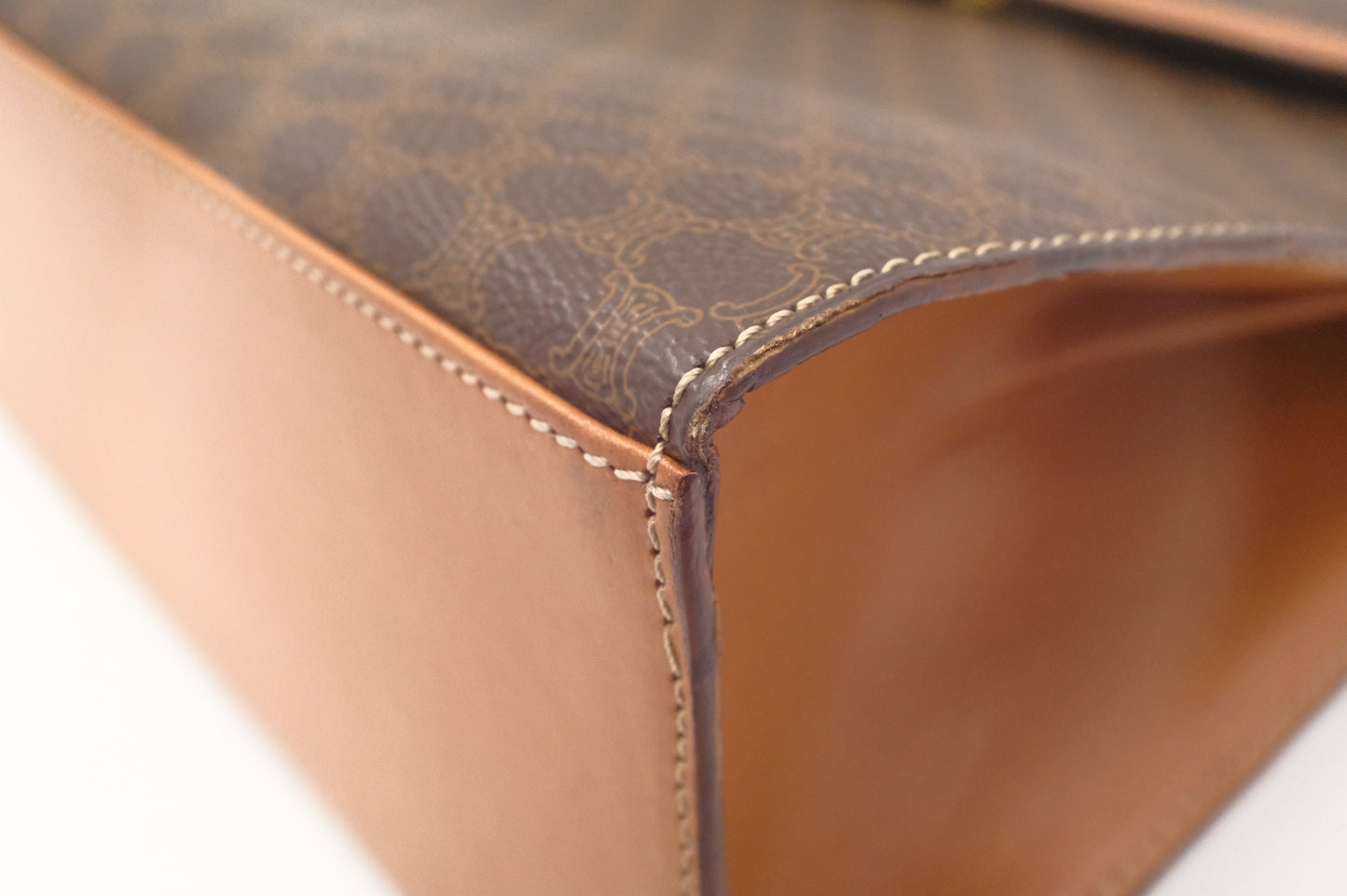 Celine Top Handle Bag in Brown Macadam Canvas