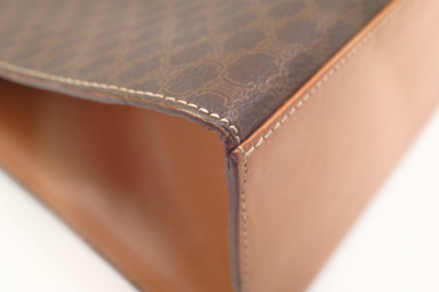 Celine Top Handle Bag in Brown Macadam Canvas