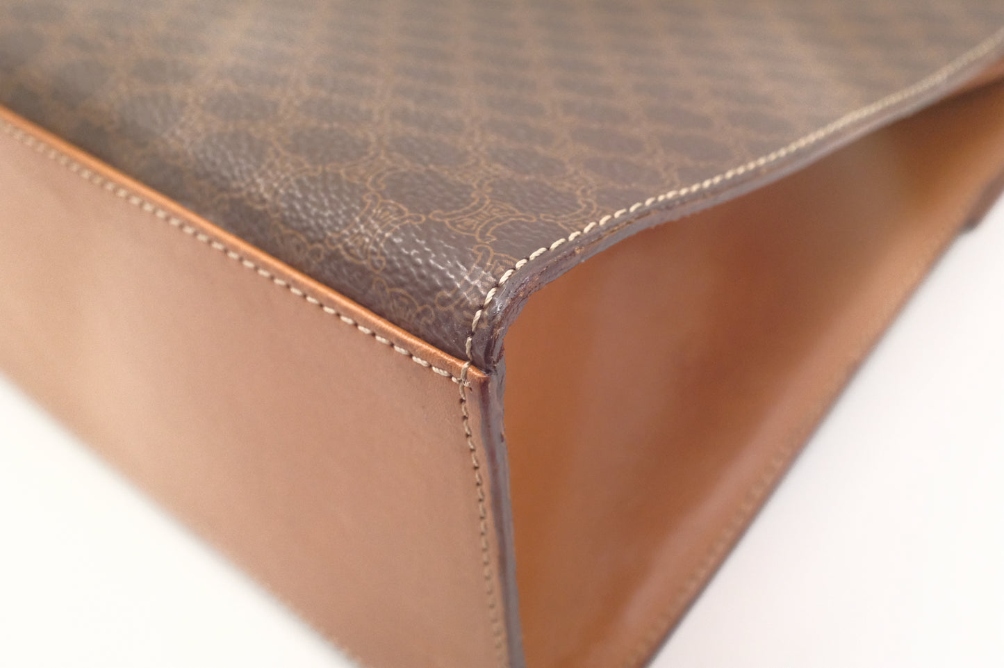 Celine Top Handle Bag in Brown Macadam Canvas