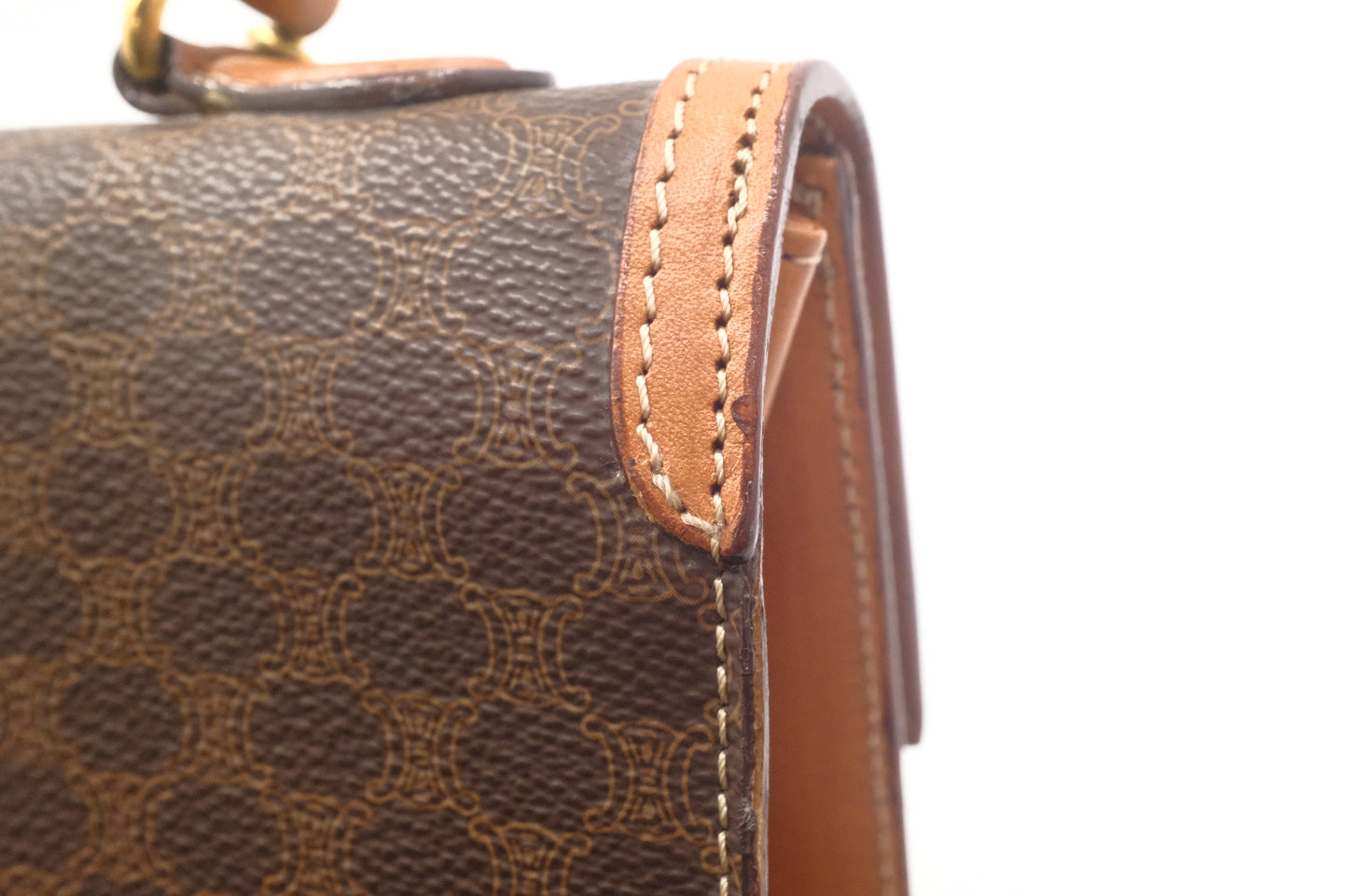 Celine Top Handle Bag in Brown Macadam Canvas