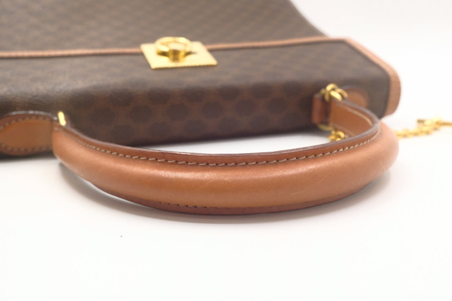 Celine Top Handle Bag in Brown Macadam Canvas