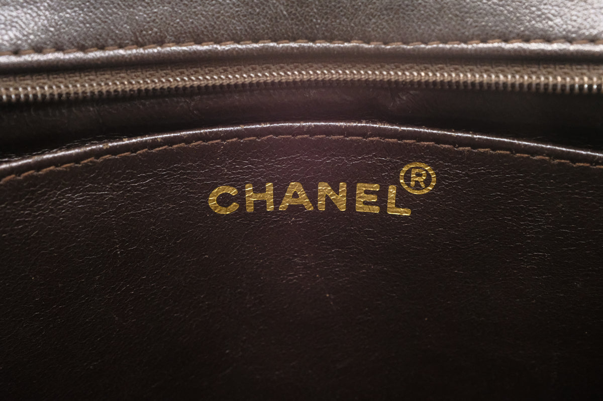 Chanel Chevron Crossbody in Brown Leather