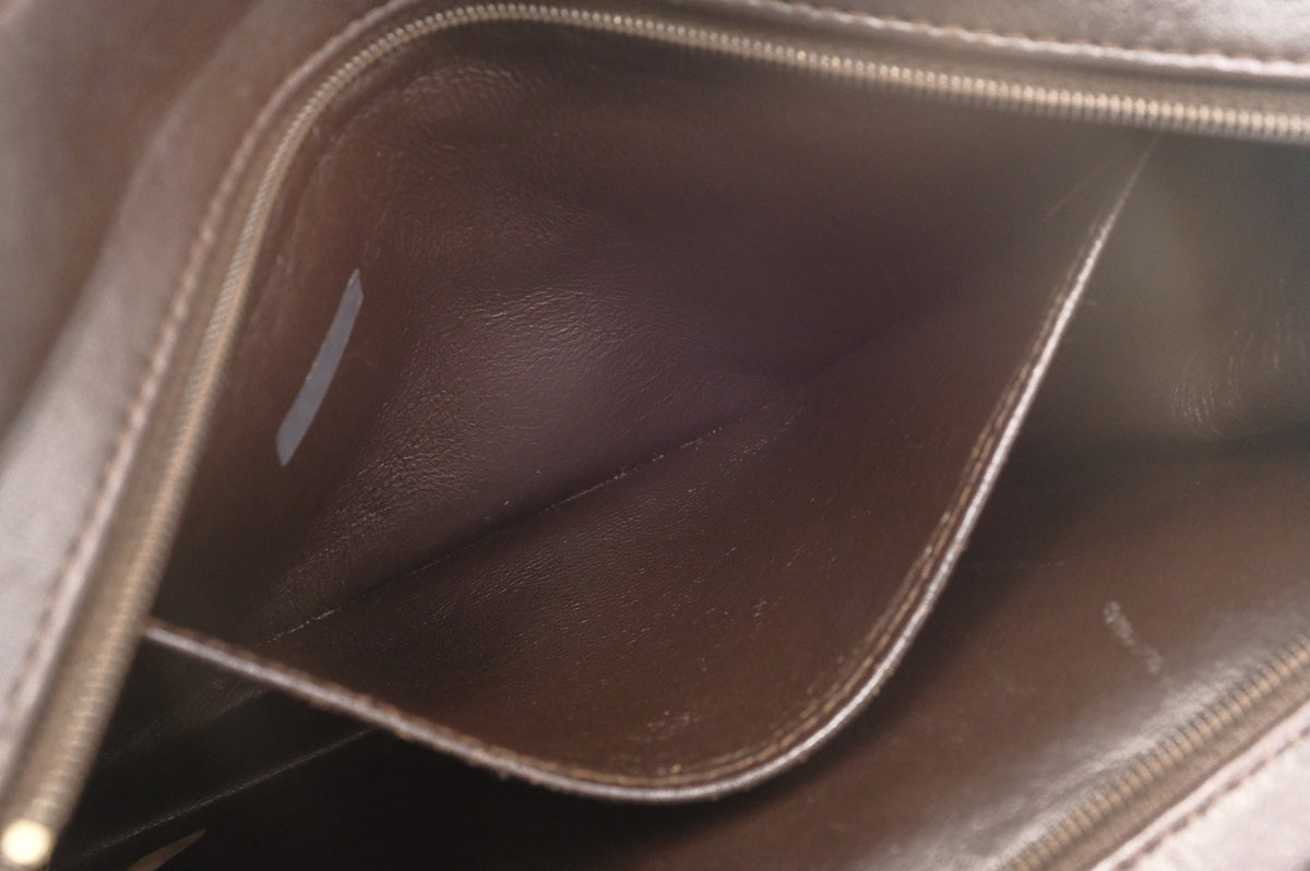 Chanel Chevron Crossbody in Brown Leather