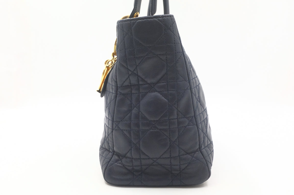 Dior Medium Lady Dior in Navy Blue Cannage Leather