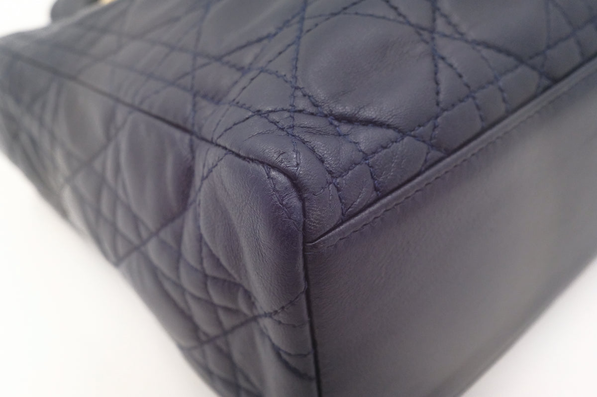 Dior Medium Lady Dior in Navy Blue Cannage Leather