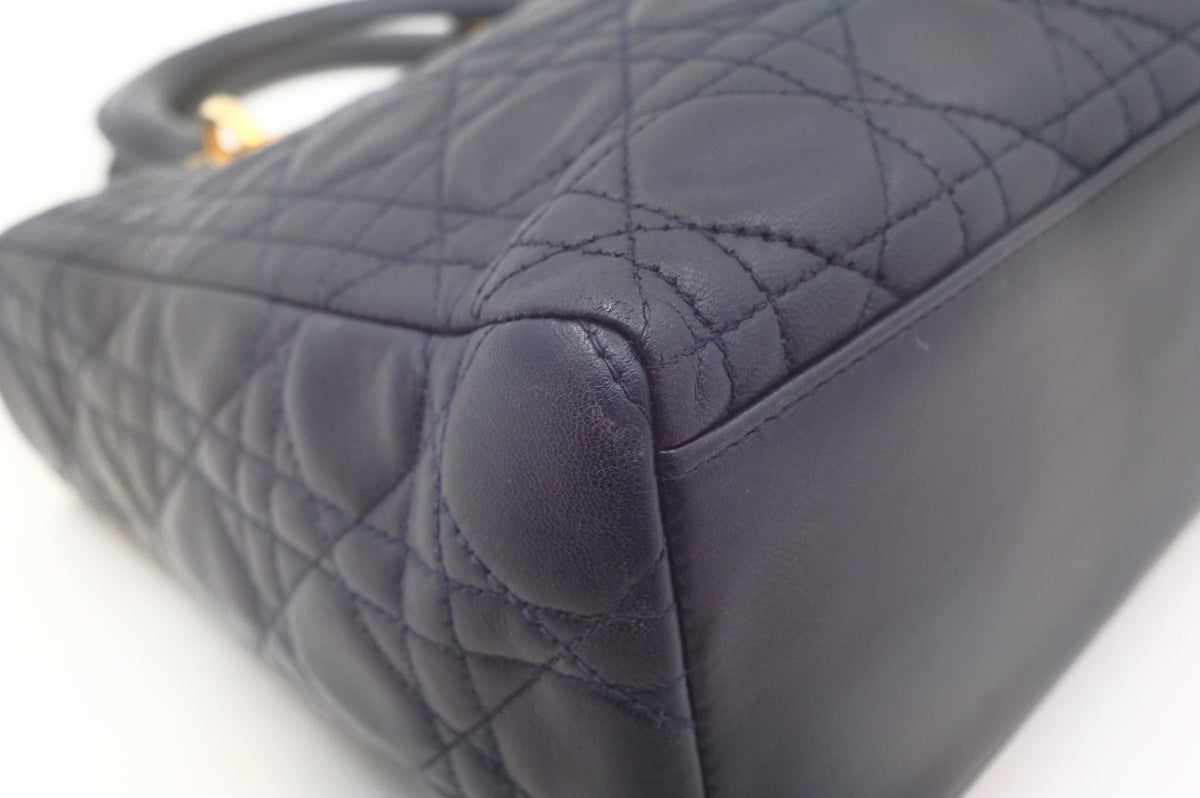 Dior Medium Lady Dior in Navy Blue Cannage Leather
