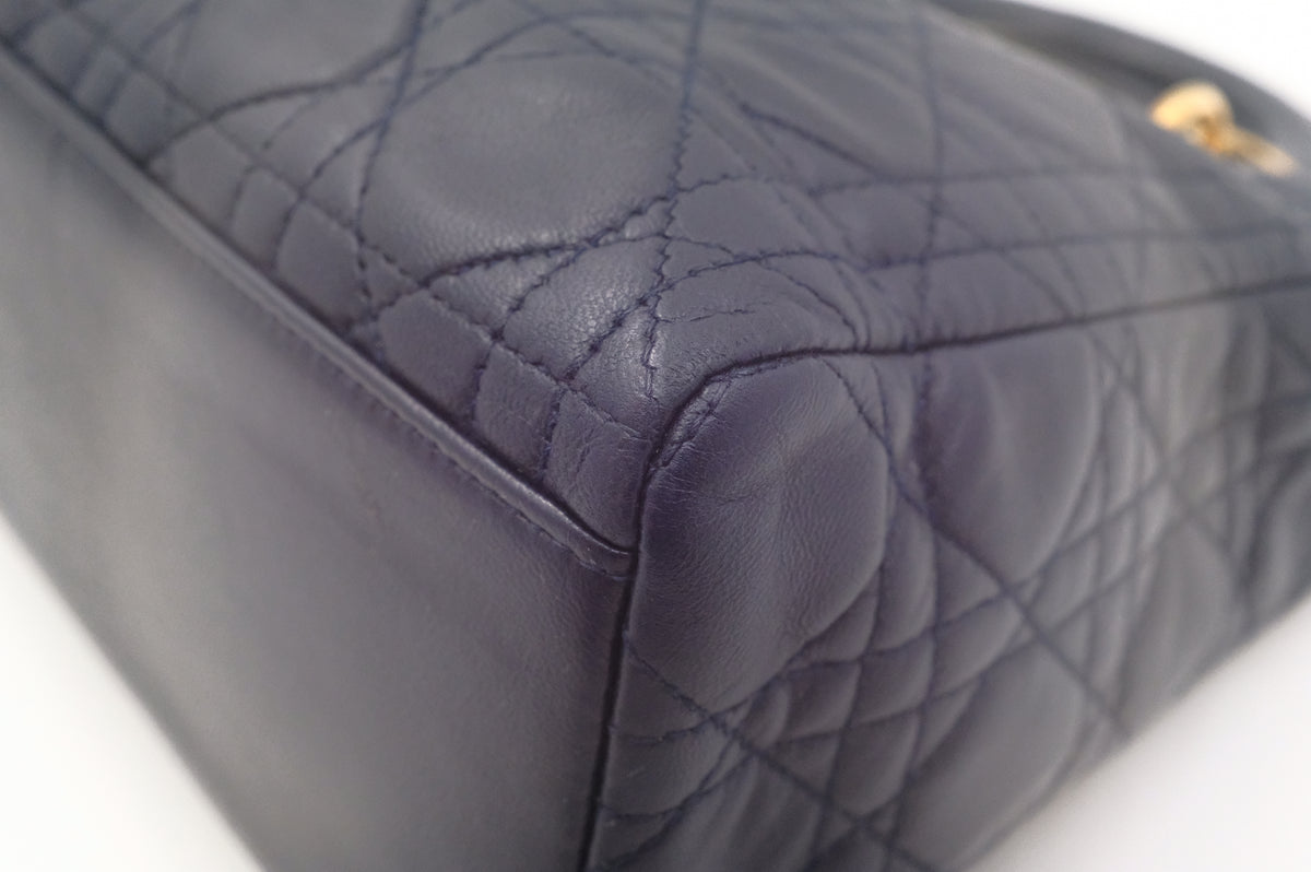Dior Medium Lady Dior in Navy Blue Cannage Leather