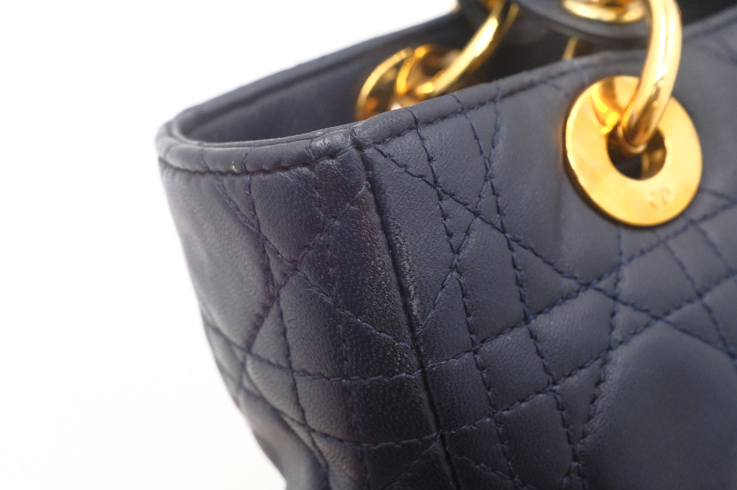 Dior Medium Lady Dior in Navy Blue Cannage Leather