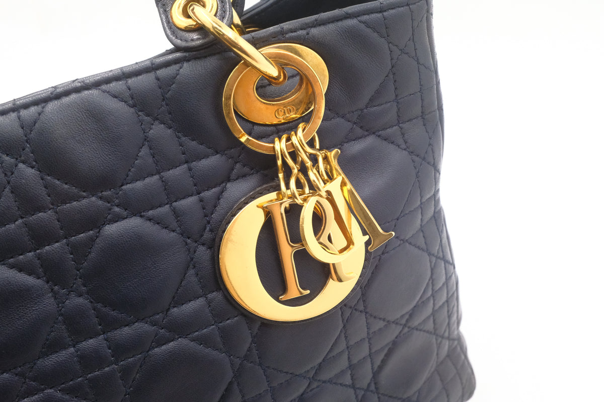 Dior Medium Lady Dior in Navy Blue Cannage Leather