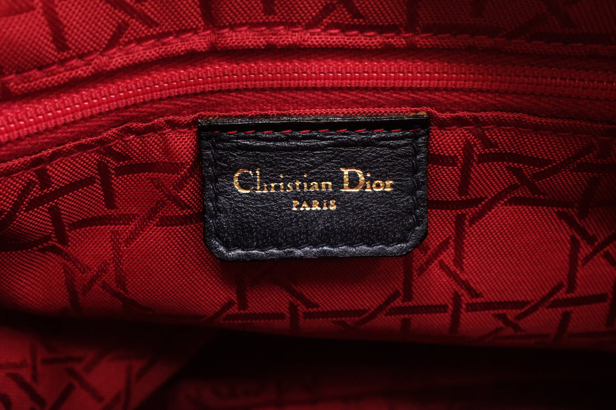 Dior Medium Lady Dior in Navy Blue Cannage Leather