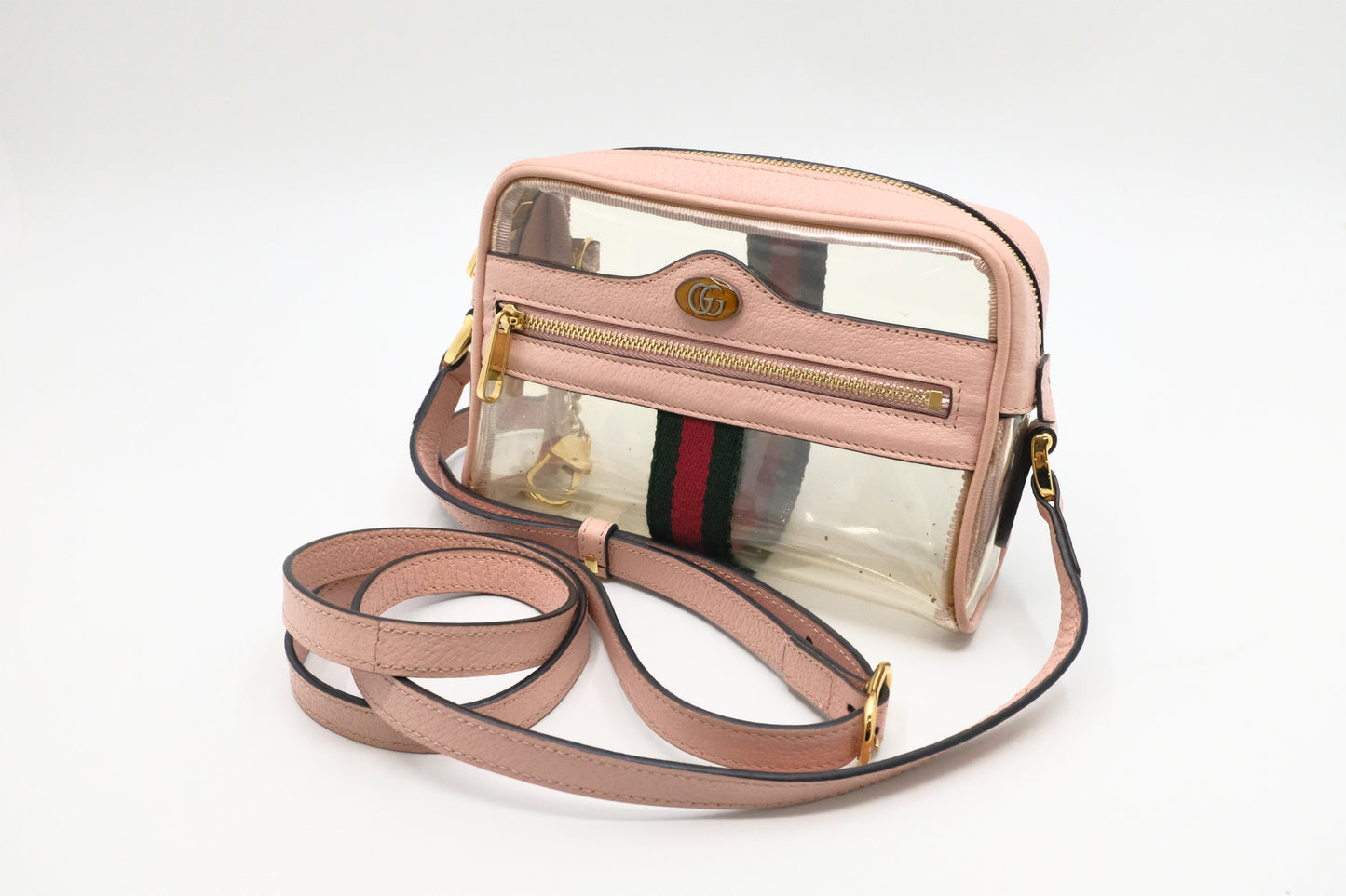 Gucci Ophidia Crossbody in Clear PVC and Pink Leather