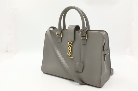 YSL Saint Laurent Baby Cabas in Gray Leather