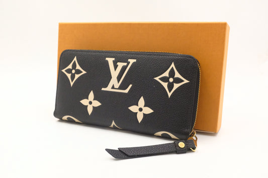 Louis Vuitton Long Zippy Wallet in Black and Beige Bicolor Empreinte Leather