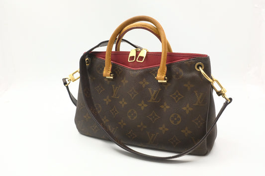 Louis Vuitton Pallas BB in Monogram Canvas & Red Leather