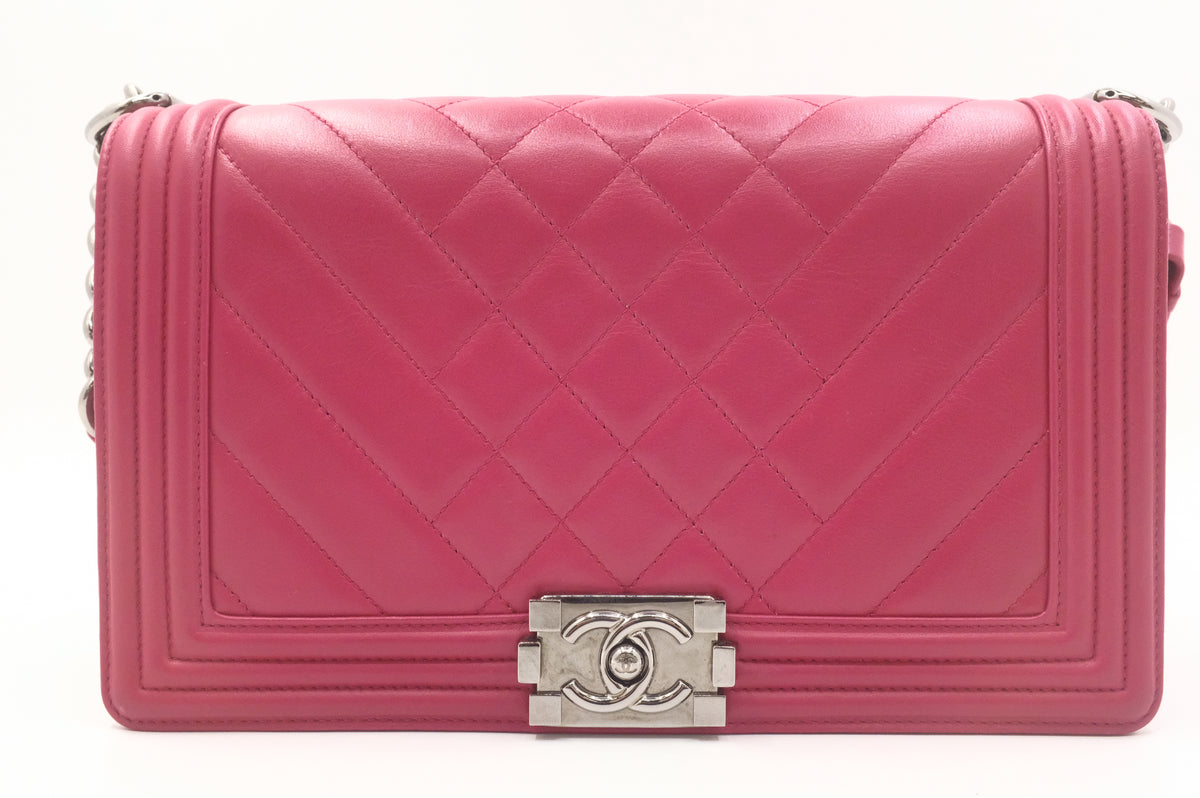 Chanel New Medium Boy in Red/Pink Matelassé Leather