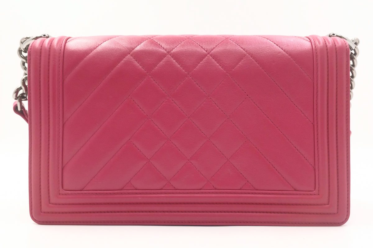 Chanel New Medium Boy in Red/Pink Matelassé Leather