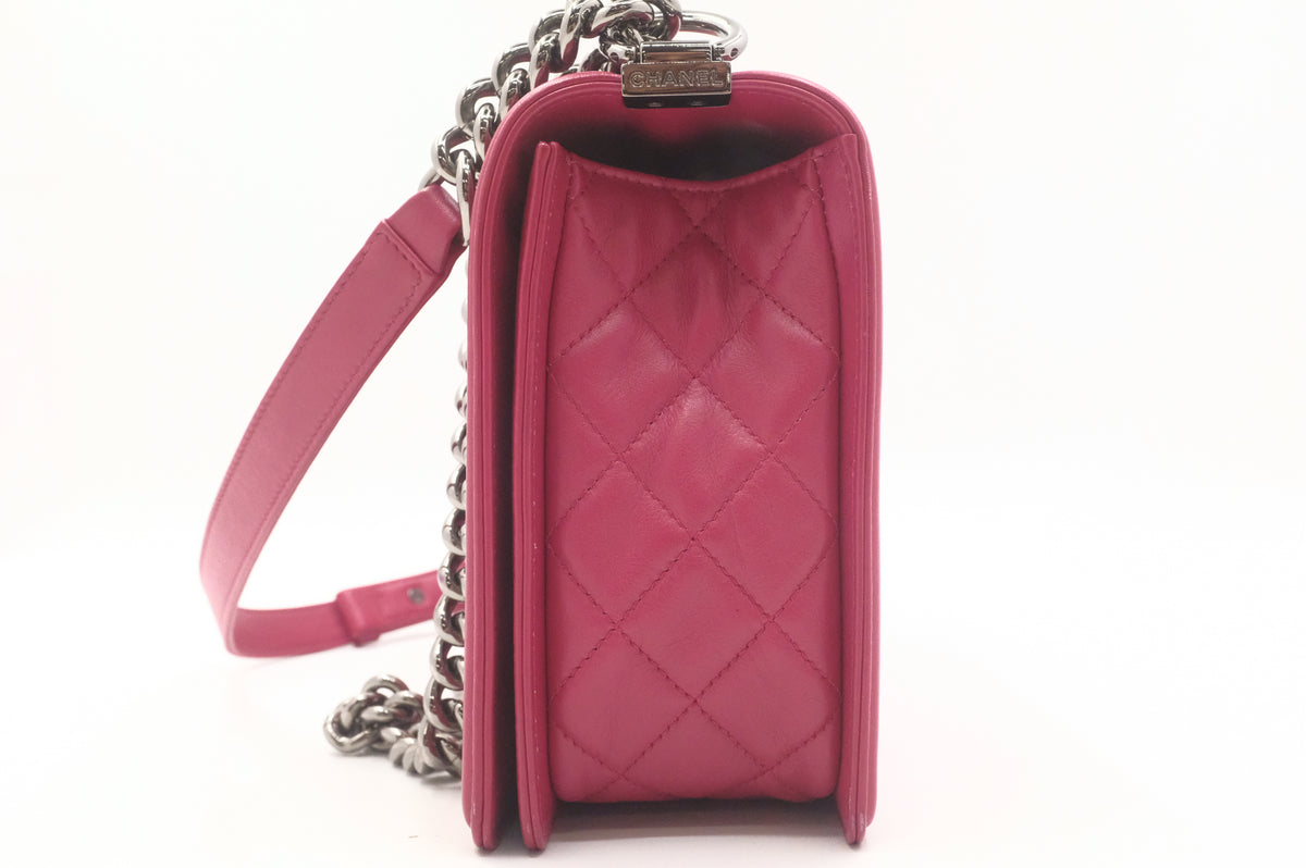 Chanel New Medium Boy in Red/Pink Matelassé Leather