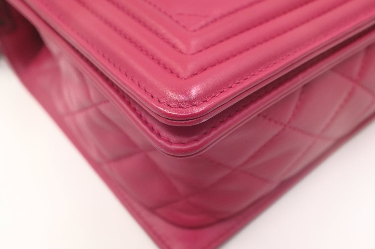 Chanel New Medium Boy in Red/Pink Matelassé Leather