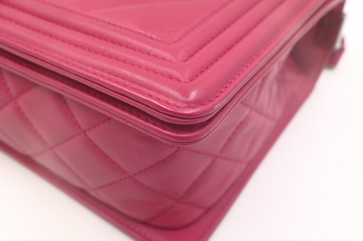 Chanel New Medium Boy in Red/Pink Matelassé Leather