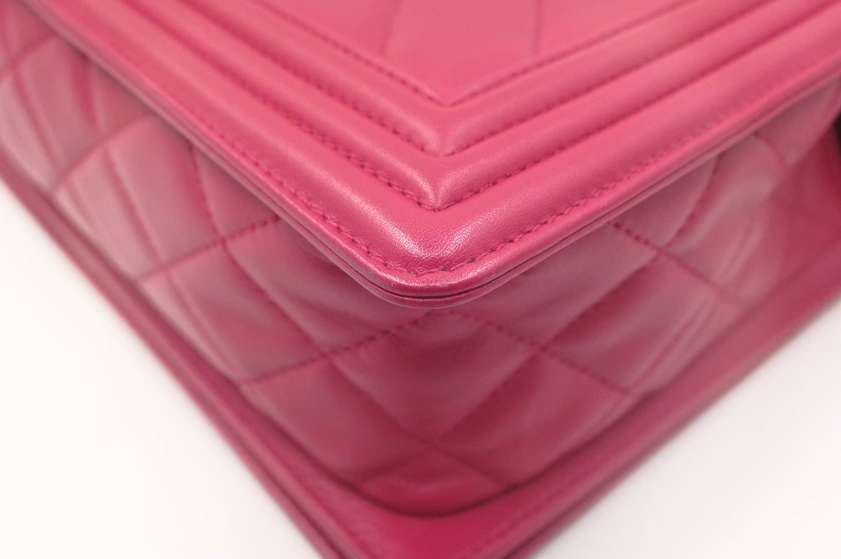 Chanel New Medium Boy in Red/Pink Matelassé Leather