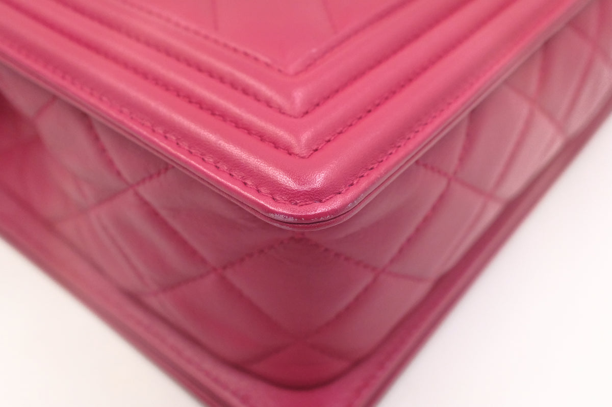 Chanel New Medium Boy in Red/Pink Matelassé Leather