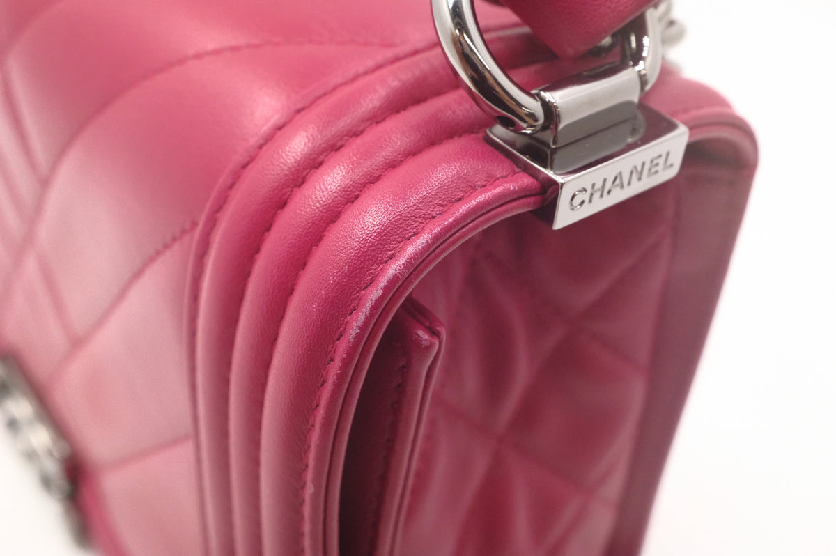 Chanel New Medium Boy in Red/Pink Matelassé Leather