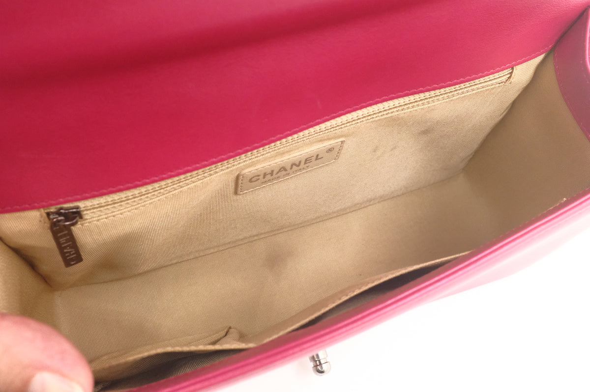 Chanel New Medium Boy in Red/Pink Matelassé Leather