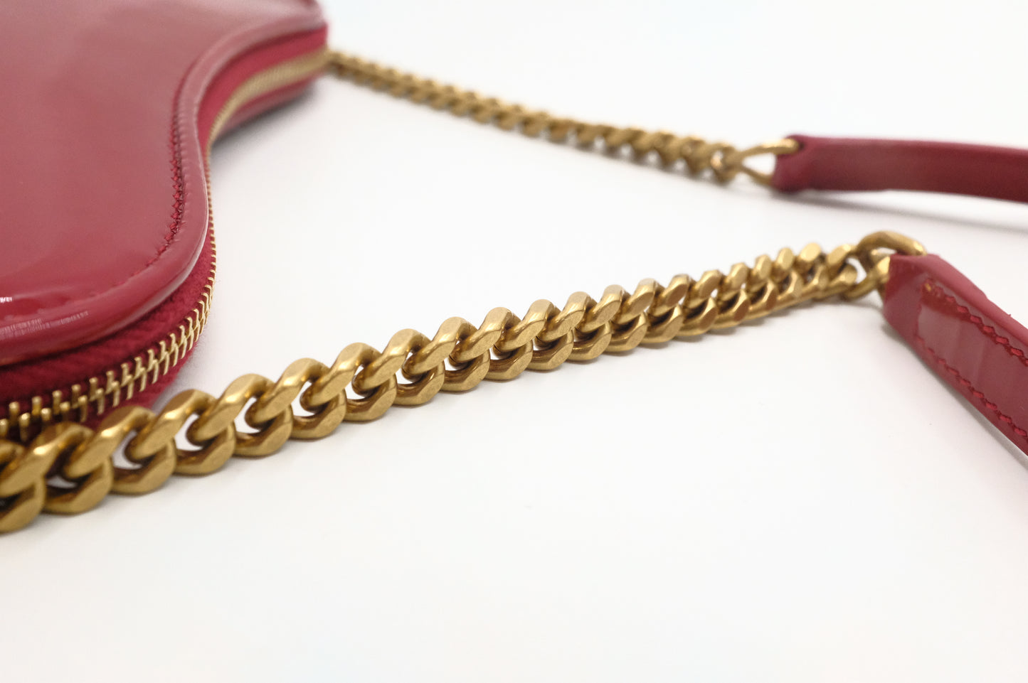 YSL Saint Laurent Heart Crossbody in Red Patent Leather